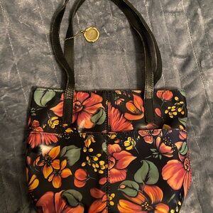 Floral Tote Bag - Black and Multicolor